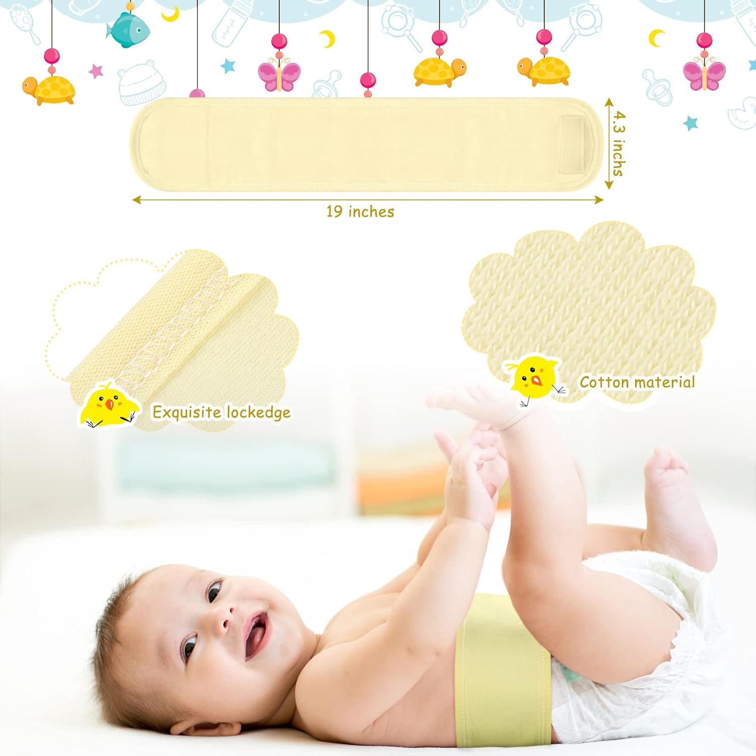 8 Pieces Cotton Baby Umbilical Cord Belly Band Soft Infant Belly Protector Baby Belly Button Band Newborn Navel Belt for 0-12 Months Babies, 4 Styles - Image 2